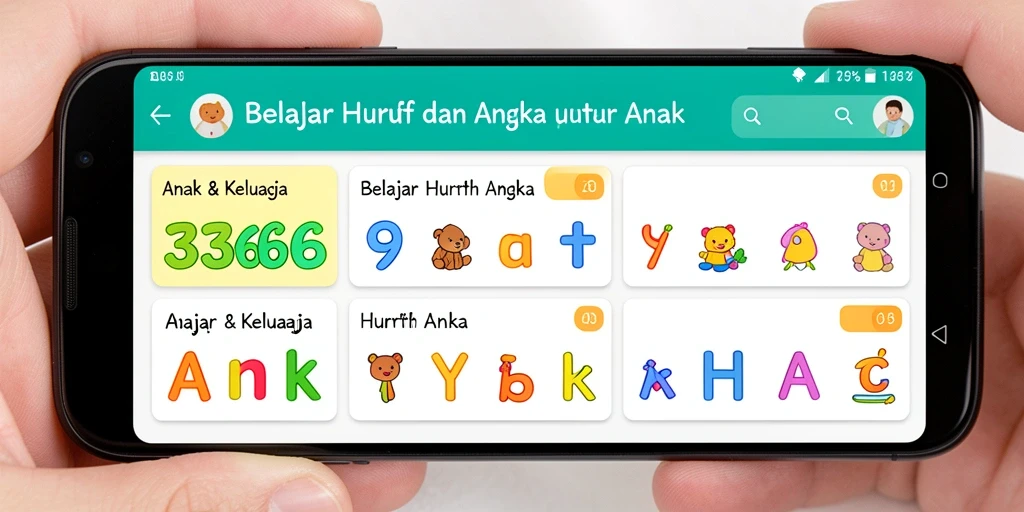 Antarmuka interaktif belajar huruf dan angka di 333666.