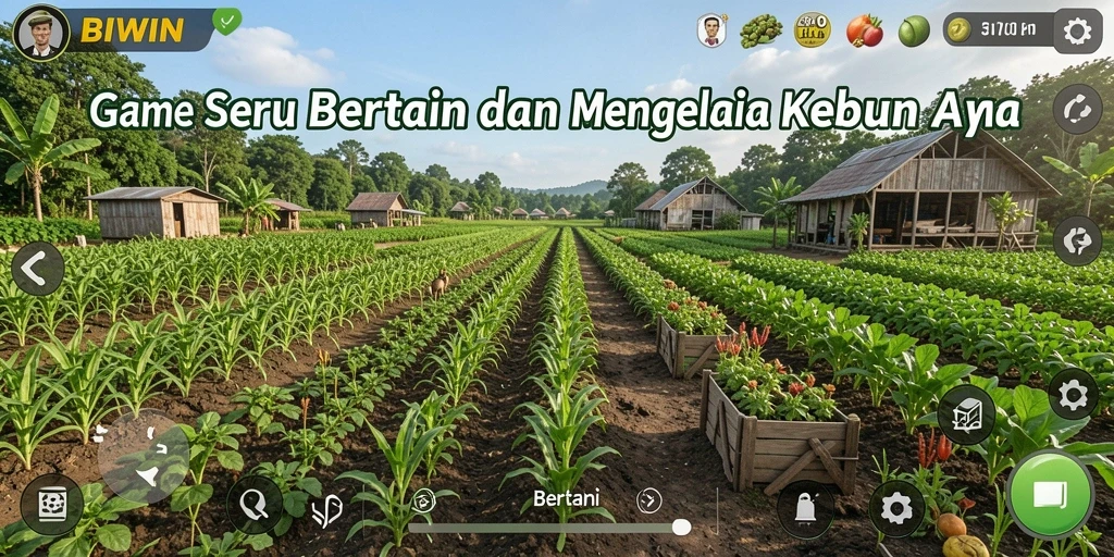 Tampilan antarmuka bertani yang ceria dan interaktif di BIWIN.