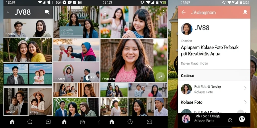 Antarmuka pengguna JV88 yang menarik untuk kolase foto.