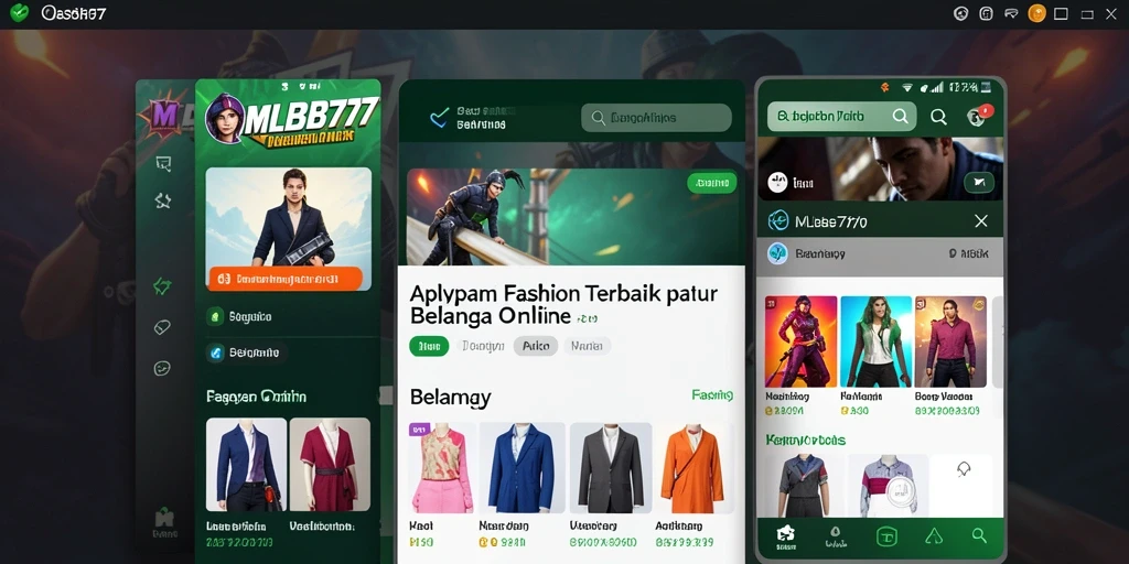 Screenshot antarmuka aplikasi MLBB777 menampilkan koleksi fashion terbaru.