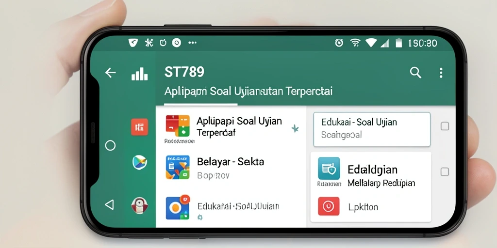 Antarmuka ST789 menunjukkan koleksi soal ujian yang beragam.